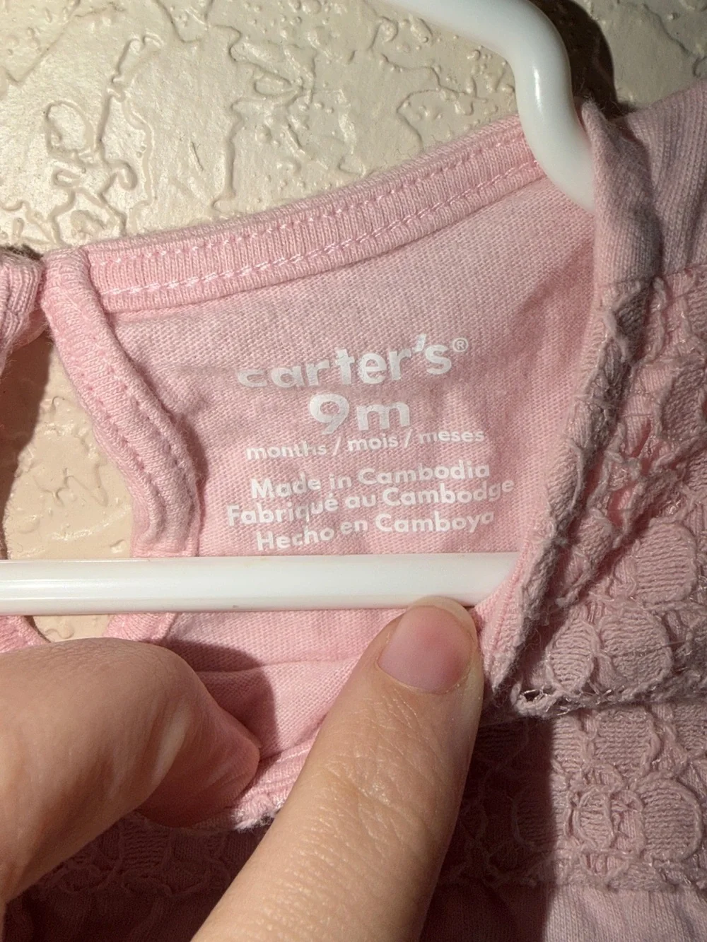 Carter's Light Pink Long-Sleeve Smocked Baby Bodysuit